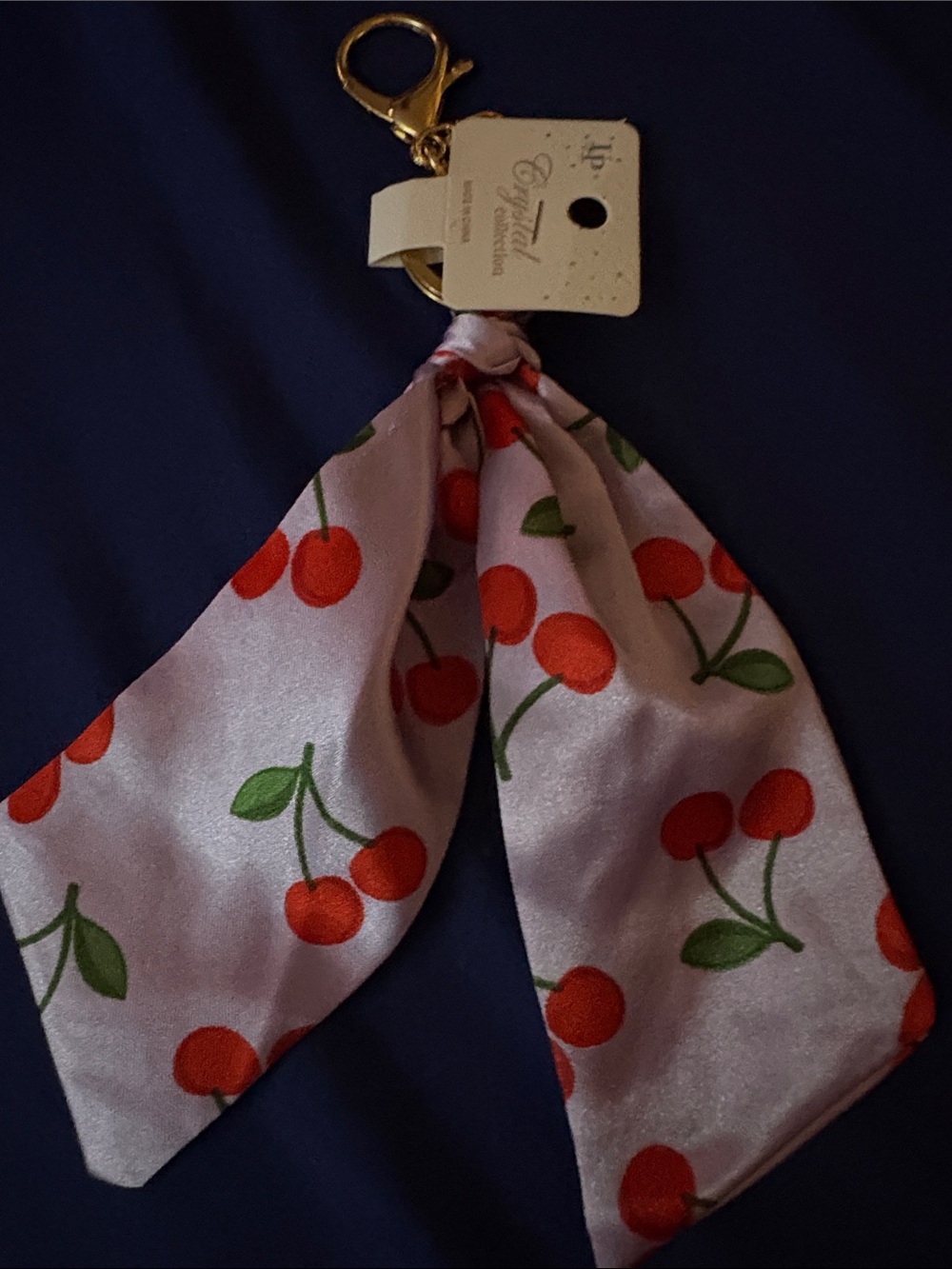Cherry Print Pink Scarf Keychain Bag charm